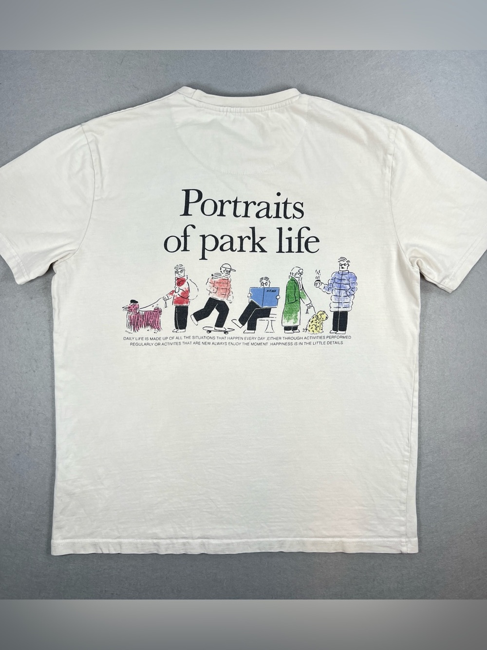 Denim & Flower Ricky Singh Park Life Graphic T-Shirt Off White Cream Mens Medium - Picture 13 of 15